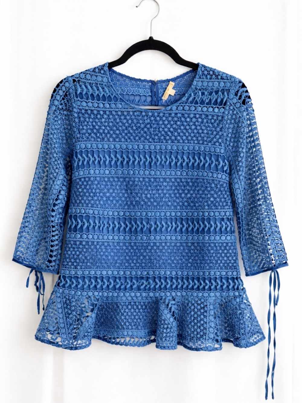 Blue Crochet Peplum Top